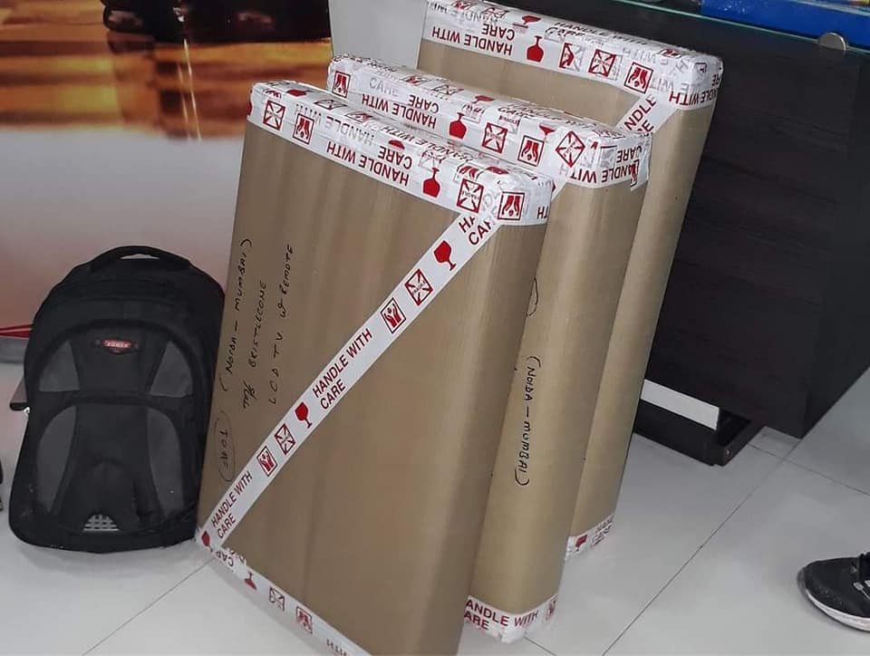 Packed household boxes ready for relocation